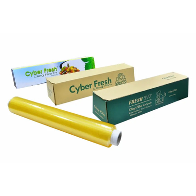 الاستاتيكيه البلاستيك الشفاف التفاف الغذاء الصف PVC السماد تتشبث التفاف مع القاطع