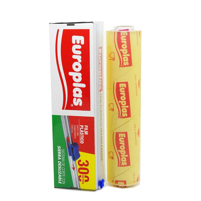 مخصص لينة PE PVC المطبخ تتشبث التفاف الغذاء الصف البلاستيك الطازجة حفظ تتشبث فيلم مع القاطع